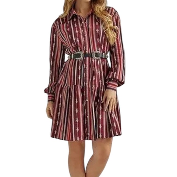 Wrangler Retro Port Royale Western Snap Tiered Dress Size Small NWT - Picture 2 of 9